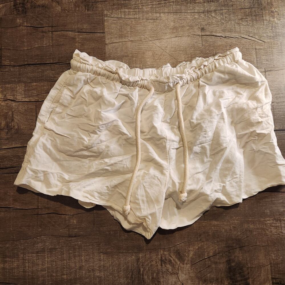 H&M Women's Drawstring Shorts Linen Blend White L